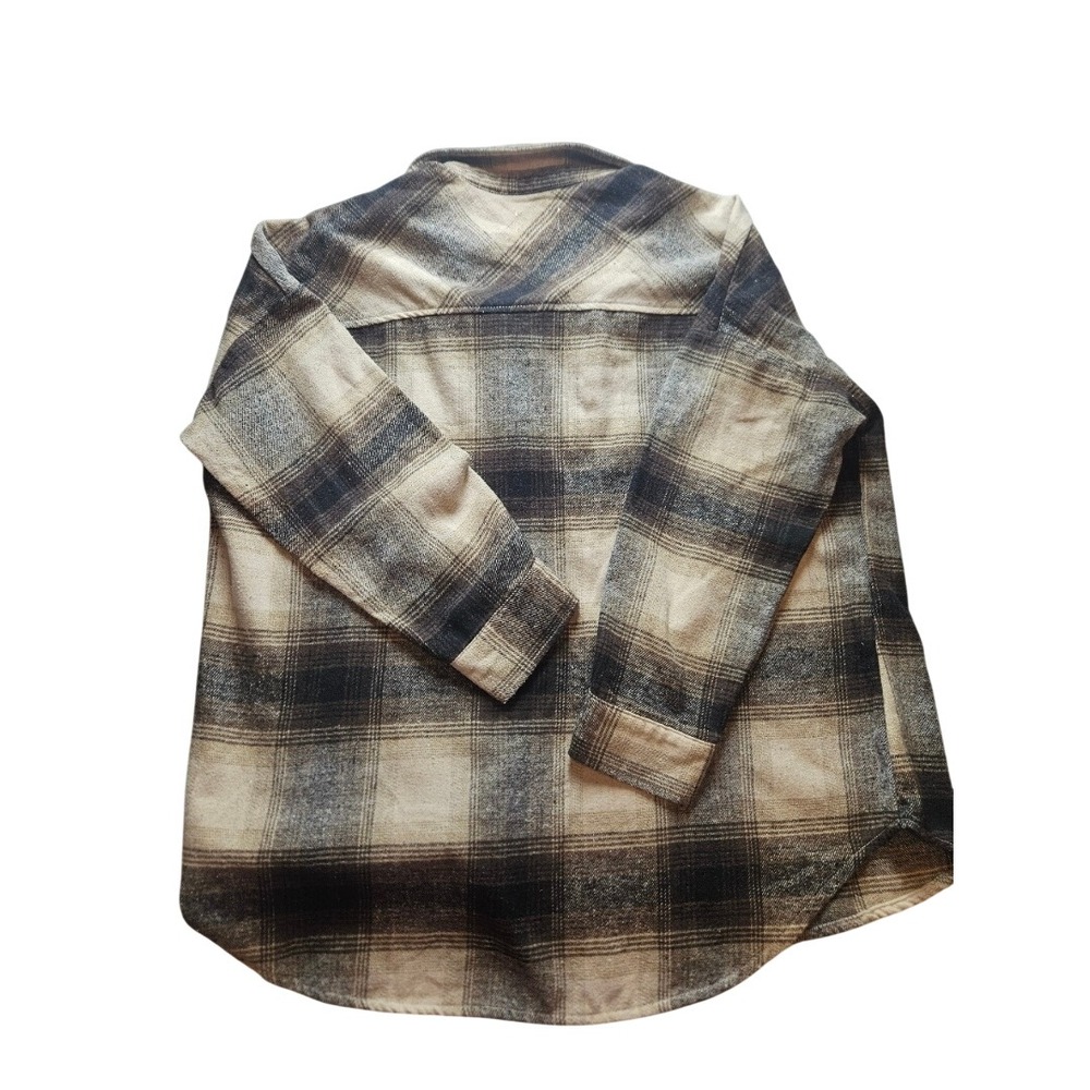 Ci Sono‎ Plaid Collection Flannel Shirt Tan Brown Black Button Down Large PTP121 - Picture 4 of 4
